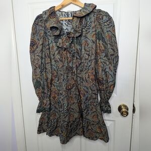 Ulla Johnson Womens Dress Caris Green Long Sleeve Size 2 Cotton